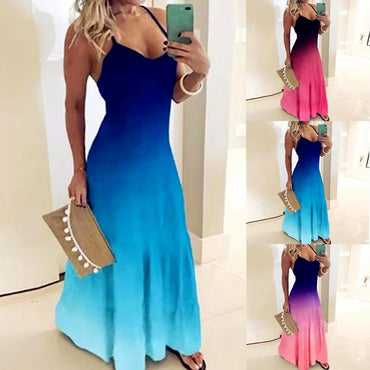 Colors Summer Sexy Boho Bow Maxi Dress