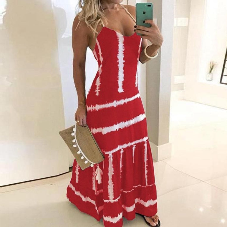 Colors Summer Sexy Boho Bow Maxi Dress