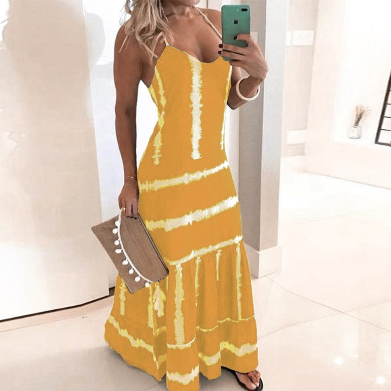 Colors Summer Sexy Boho Bow Maxi Dress