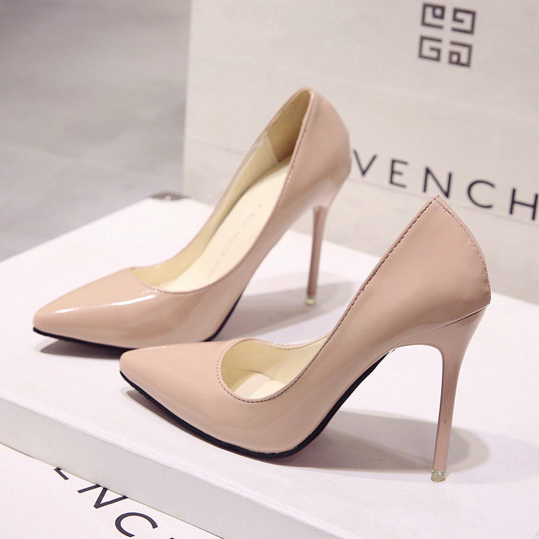 Pointed Toe Patent Leather Wedding Pumps