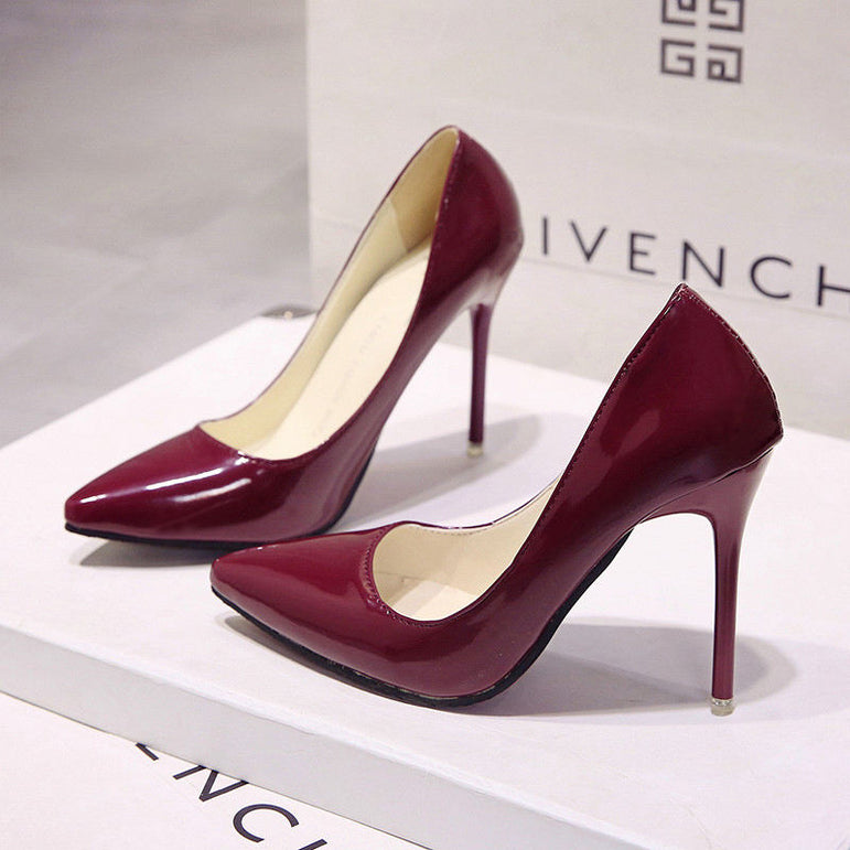 Pointed Toe Patent Leather Wedding Pumps