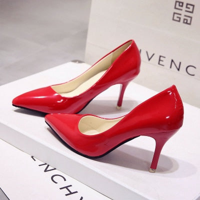 Pointed Toe Patent Leather Wedding Pumps