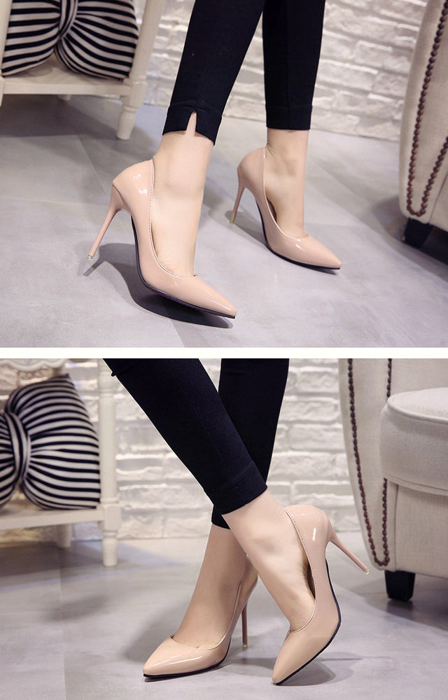 Pointed Toe Patent Leather Wedding Pumps