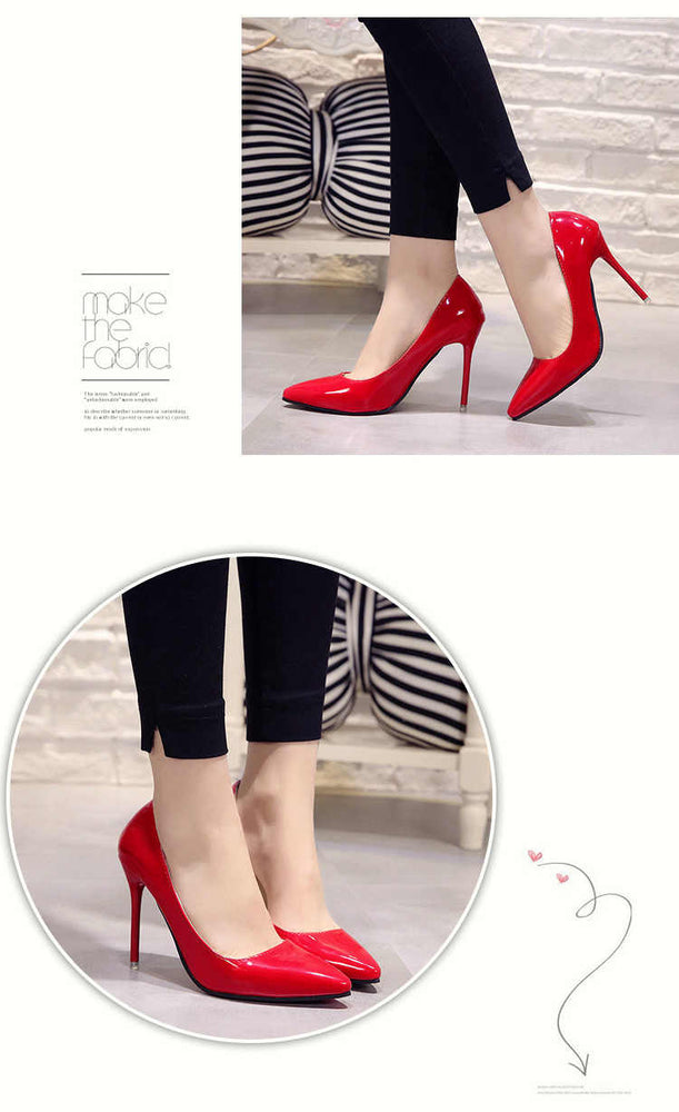 Pointed Toe Patent Leather Wedding Pumps