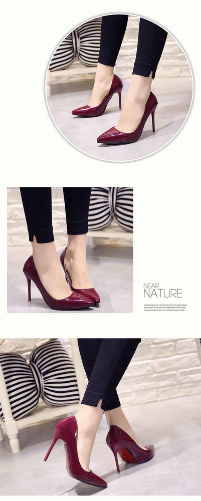 Pointed Toe Patent Leather Wedding Pumps