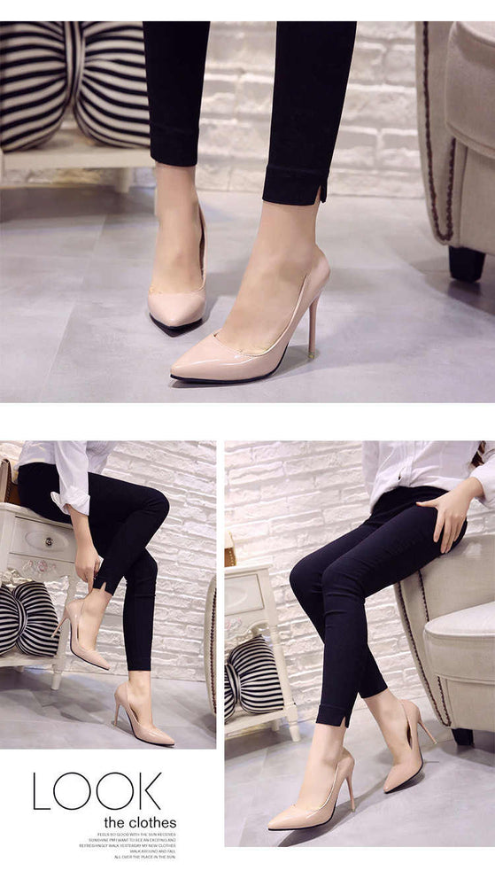 Pointed Toe Patent Leather Wedding Pumps