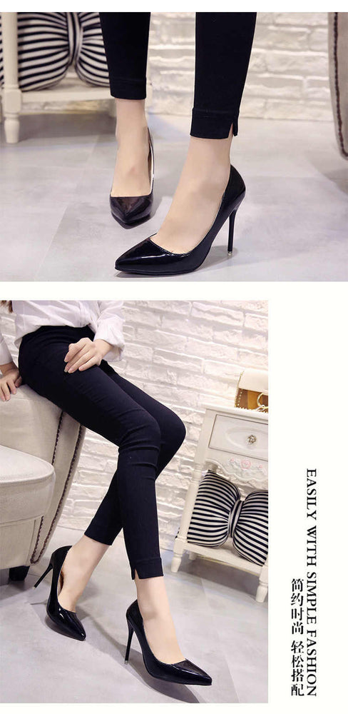 Pointed Toe Patent Leather Wedding Pumps