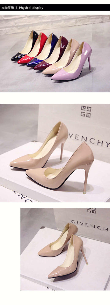 Pointed Toe Patent Leather Wedding Pumps