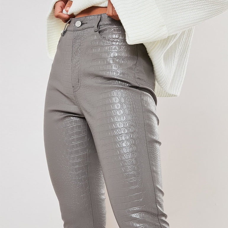 High Waist Pencil Faux Leather Pants Trousers
