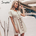 Simplee Vintage button women dress