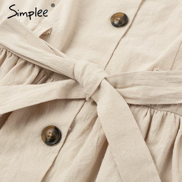 Simplee Vintage button women dress