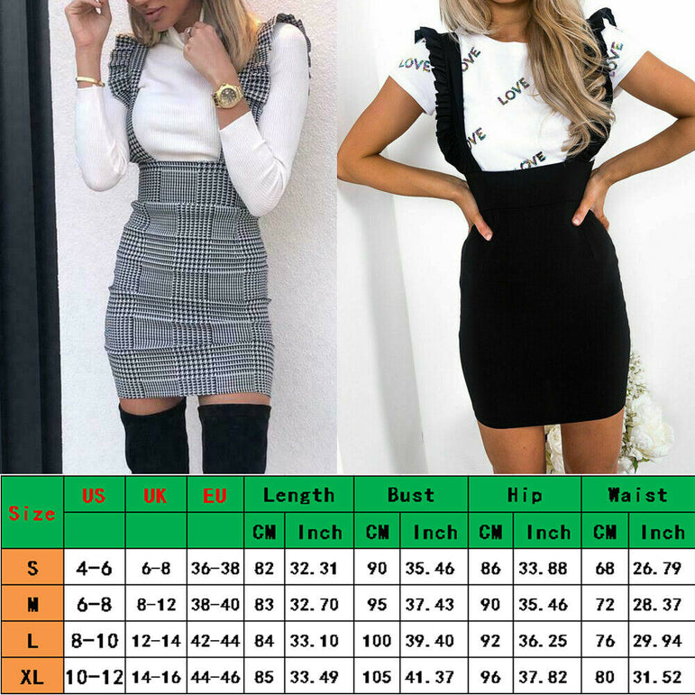 Frill Ruffle Pinafore High Waist Party Mini Dress