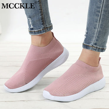 Air Mesh Soft Female Knitted Vulcanized Shoes