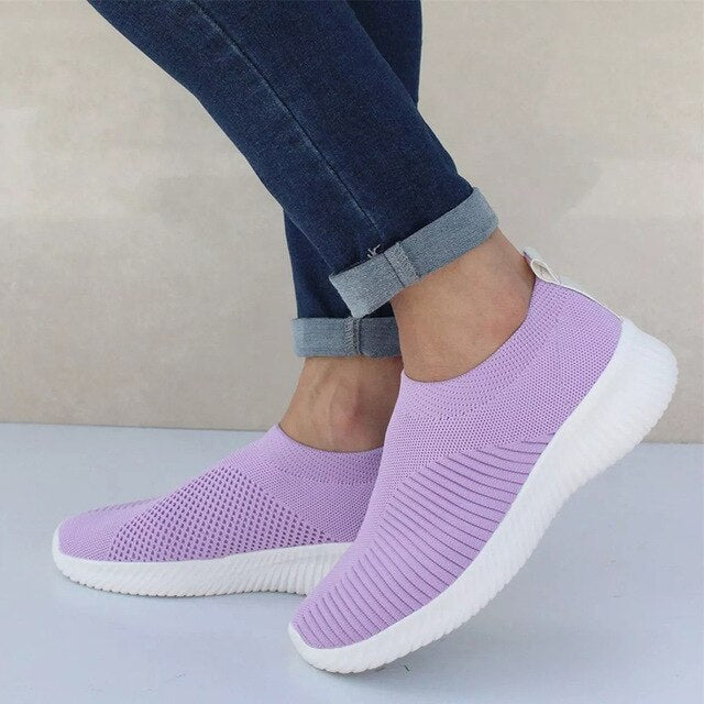 Air Mesh Soft Female Knitted Vulcanized Shoes