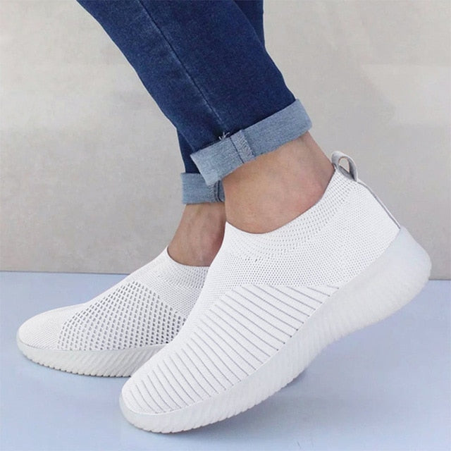 Air Mesh Soft Female Knitted Vulcanized Shoes