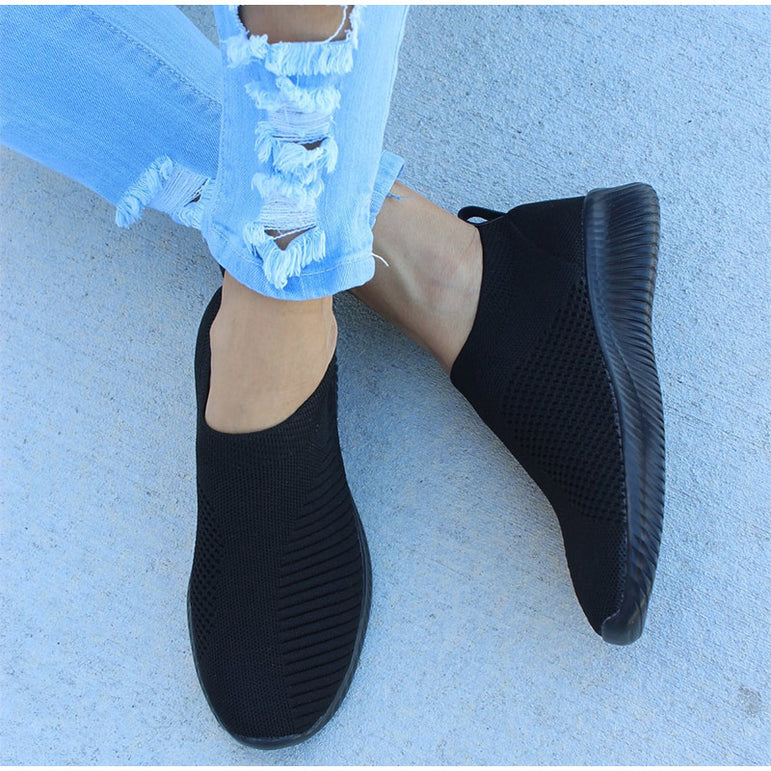 Air Mesh Soft Female Knitted Vulcanized Shoes
