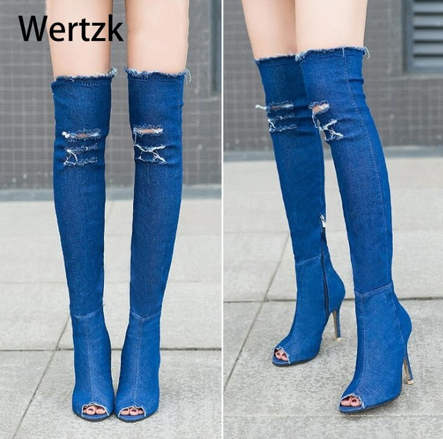 High Heels Women Shoes Tassel Jean Boat