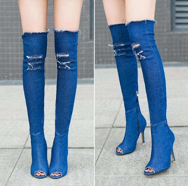 High Heels Women Shoes Tassel Jean Boat