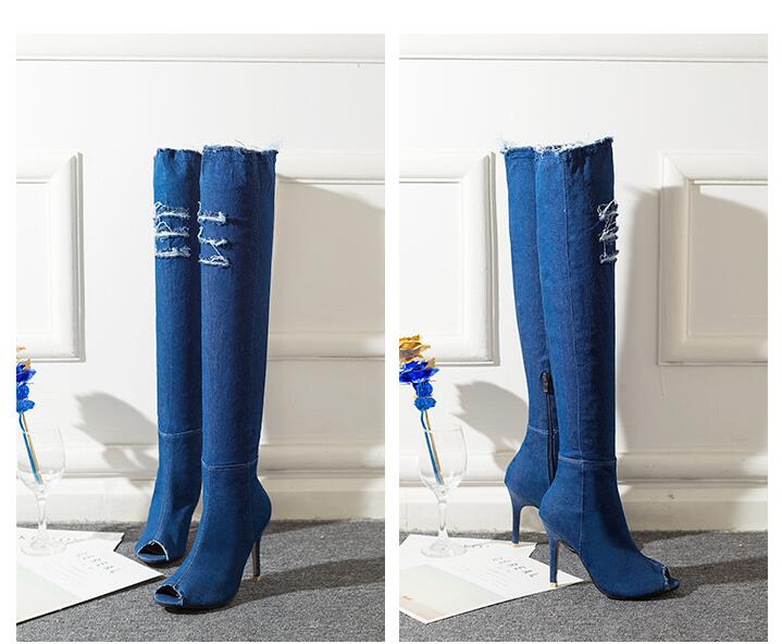 High Heels Women Shoes Tassel Jean Boat