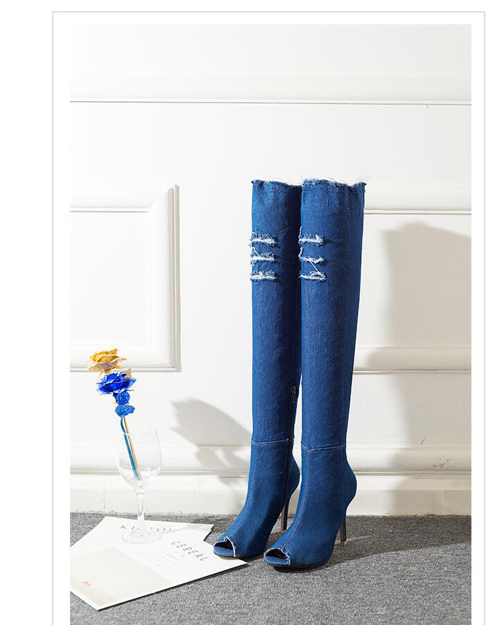High Heels Women Shoes Tassel Jean Boat