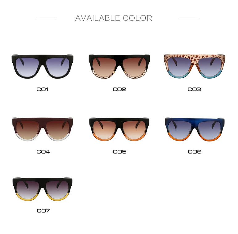Flat Top Oversized Women Retro Sunglasses