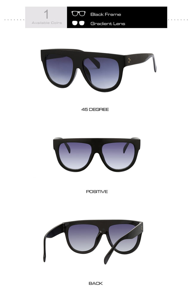 Flat Top Oversized Women Retro Sunglasses