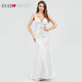 Burgundy V-Neck Mermaid Sequined Formal Dresses