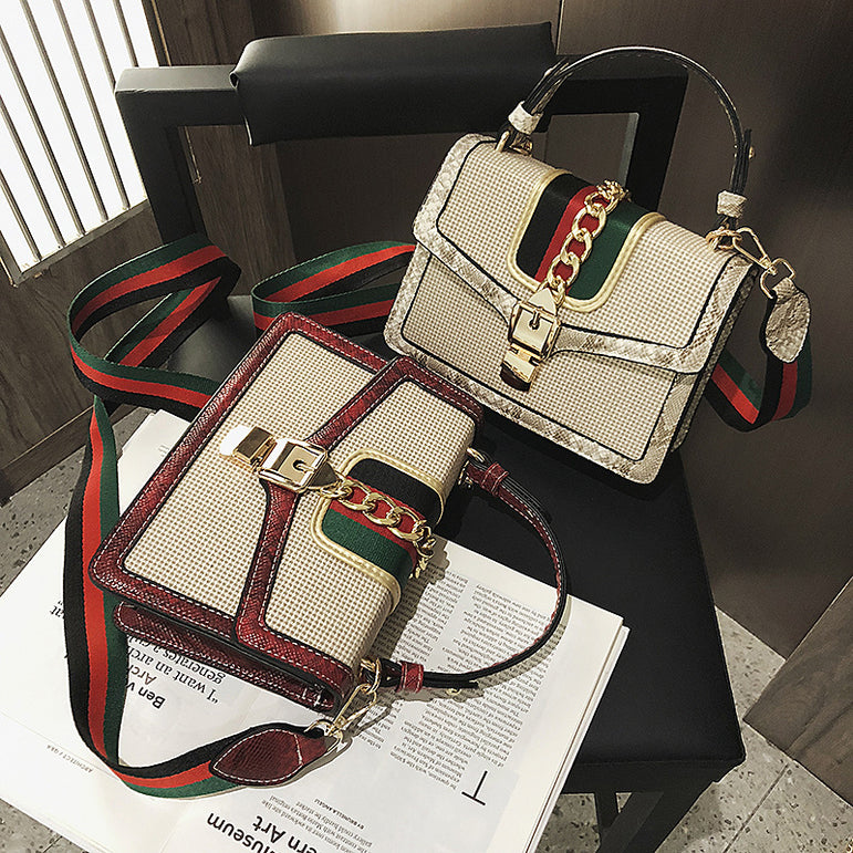 Small Crocodile Print Flap Bags