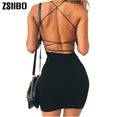 Women Sexy Bodycon Backless Spaghetti Straps Dresses