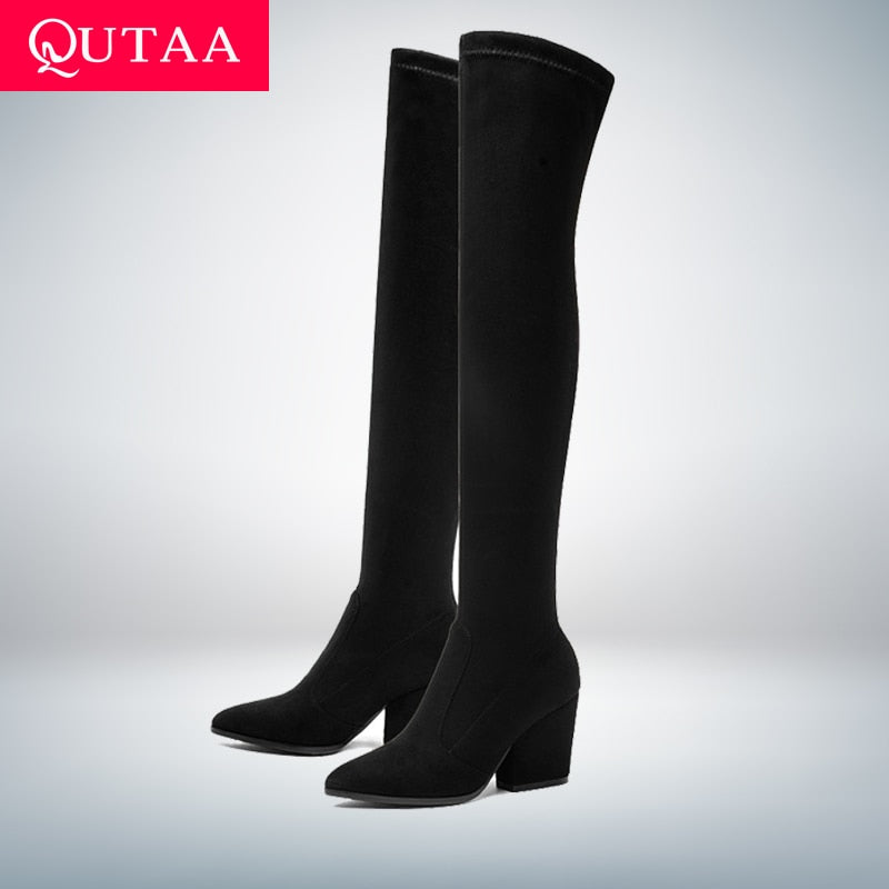 Over The Knee High Winter Shoes Pointed Toe Boots