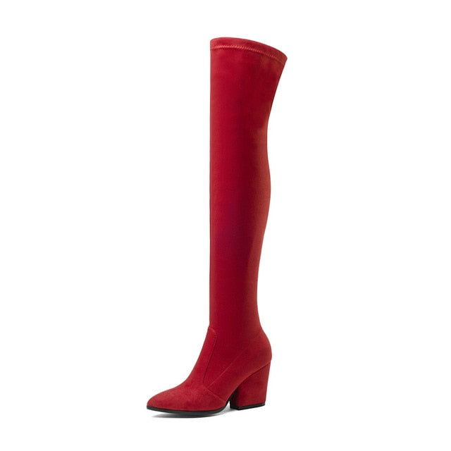 Over The Knee High Winter Shoes Pointed Toe Boots