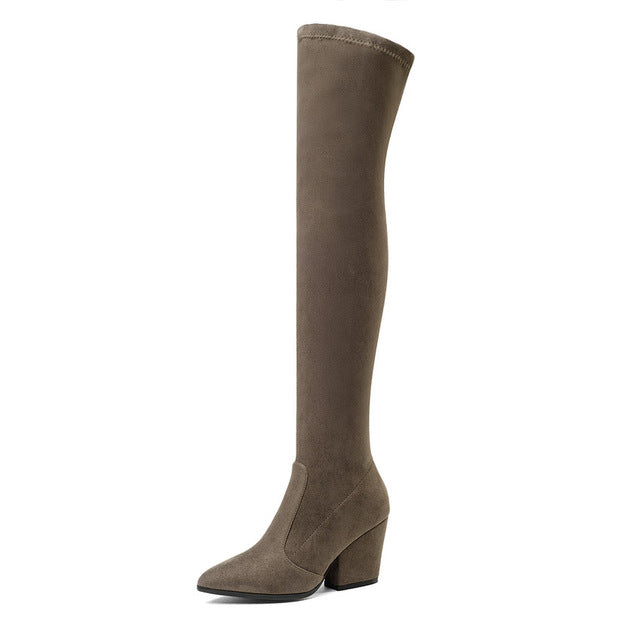 Over The Knee High Winter Shoes Pointed Toe Boots